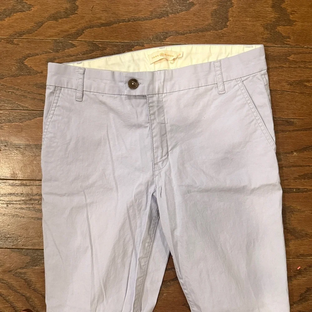 Tory Burch Adrienne light purple embroidered chinos, size 28